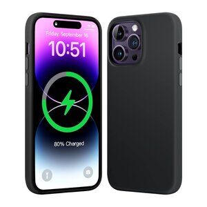 iPhone 14 Pro Max Black Soft Silicone Magnetic Case